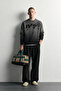 Men's Oversize Patterned Crew Neck Wool Knit Sweater - 5