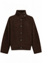 Bitter Brown Knitwear Textured Stand Collar Oversized Form Button Detailed Long Sleeve Knitted Cardigan