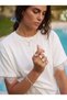 White Soft Textured Crew Neck Oversized T-Shirt with Lace Detail on Sleeves and Hem