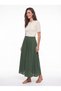 Green Cotton Fabric Waist Elasticated Flowy Cut Maxi Skirt with Side Pockets - 4