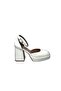 White Leather 9 cm Wedding Shoes with Sedefli̇ - 3