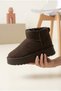 Women's Stoned Platform Thick Sole Short Boots with Fur Inside, Warm and Comfortable Snow Boots, Suede Boots - 3