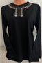 Er Clothing Combed Cotton Blouse Long-Sleeve Crew Neck Embroidery Black - 2
