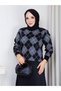 Women's Baklava Pattern Tiriko Sweater - Puff Scuba Fabric A-Line Skirt - 2
