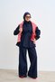 Women's Pleated Belted Jeans Suit Navy Blue - 2