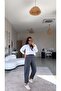 Anthracite Crepe Fabric Harem Pants - 5