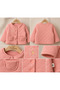 Girl's Pink Double Layer Lined Coat with Fiber Filling and Quilted Floral Embroidery - 3