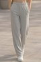 Women's Gray Ribbed Fabric Straight / Wide Leg Sweatpants with Pockets