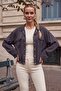 Gray Shirt Collar Cuffed Sleeves Snap Fasteners Casual Tencel Fabric Oversize Woven Jacket 65 75 - 3