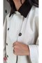Stone Color Cape Trench Coat with Velvet Collar - 4