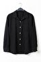 Black Shirt Collar Cuffed Sleeves Pocket Elastic Waist Tencel Fabric Woven Bottom Top Set 68-104 67-60 - 2