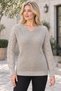 Women's Long Sleeve Sleeves with Diamond Pattern Notched Collar Woven Detailed Ribbed Soft Textured Casual Gray Knitwear Sweater - 5
