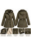 Women's Fur Lined Short Coat with Drawstring Waist |   Zippered Plush Hooded Coat
