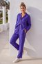 Purple Shirt Collar Cuffed Sleeves Pocket Elastic Waist Tencel Fabric Woven Bottom Top Set 68-104 67-60 - 6