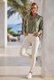 Khaki Shirt with Collar, Cuffed Sleeves, Buttoned Pockets, Casual Tencel Fabric Woven Shirt 68 67 - 7