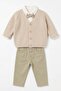 Baby Boy Cardigan Pants Shirt Set Khaki - 3