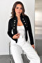 Women's Napoleon Buttoned Zippered Steel Jacket - 4