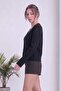 Women's Embroidered Sleeves V-Neck Buttoned Soft Textured Knitwear Cardigan Ecru, Brown, Camel, Black - 4
