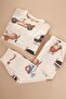 Patterned Pajama Set 2-8 Years Ecru Airplane Pattern