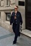 Navy Blue Buttoned Stone Detail Jacket and Wide Leg Trousers Women's Top and Bottom Denim Set - 4