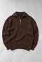 Men's Half-Zip Knitted Patterned Regular Soft Textured Knitwear Sweater - Brown