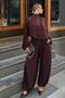 Brown Padded Asymmetrical Blouse and Elastic Leg Pockets Shalwar Trousers Women's Modal Bottom-Top Set