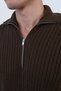 Men's Half-Zip Knitted Patterned Regular Soft Textured Knitwear Sweater - Brown - 3