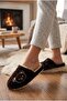 Women's Brown Cute Bear Embroidered Plush House Slippers - 4