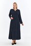 Plus Size Navy Blue Polka Dot Long Sleeve Viscose Hijab Mother's Dress - 6