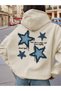 Star Printed Premium Oversize Hooded 3 Thread Cotton Sweatshirt