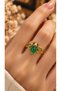 Vintage Adjustable Copper Women's Ring with Agate Natural Stone and Bee Motif - 4