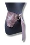 Women's Purple Textured Round Buckle Wide Leather Belt - Evelisse Asymmetrical Design Corset Belt - Standard - 7