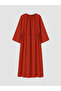 Two Mt Shop Quality Lcw Modest Orange Plain Loose & Flowy Oval Neck Midi Dress
