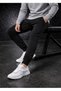 Men's Black Winter Cotton Sweatpants Slim Fit Narrow Leg Jogger Black Printed - 2