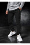 Men's Black Winter Cotton Sweatpants Slim Fit Narrow Leg Jogger Black Printed