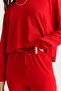 Women's Red Boat Neck Loose Blouse High Waist Spanish Leg Pants Modal Basic Set 12281 60286556 - 6