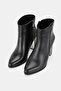 Women's Black Honeycomb Patterned Genuine Natural Leather 34-42 Size Heel Boots & Booties - 2