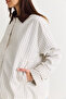 Women's White-Brown Contrast Collar Plaid Patterned Lined Oversize Trench Coat M-1 60286563 - 4