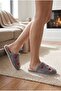 Women's Gray Heart Patterned Plush House Slippers - 4