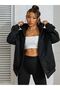 Basic Plain Cardigan - Black Oversized Hooded - 4