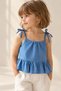 Honey Mousse Craft Girls' Cotton Strap Blouse - Honey Top Blue Mist - 2