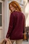 Burgundy Round Neck Cuffed Sleeves Thin Sequined Casual Knitwear Sweater 70 65 - 7