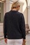 Black Polo Collar Long Sleeve Metal Buttoned Thin Sequined Ribbed Hem Casual Knitwear Sweater 66 62 - 6