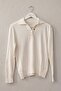 Ecru Polo Collar Long Sleeve Metal Buttoned Thin Sequined Ribbed Hem Casual Knitwear Sweater 66 62 - 2