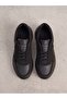 Black Leather Comfortable Orthopedic Casual Sneaker with Side Zipper - 4