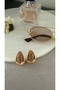 Vintage Coffee Stone Oval Steel Earrings - 4