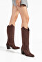 Women's Cowboy Boots Pointed Toe Thick Heel Simple Western Boots - 4
