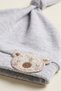0-6 Months Unisex Baby Teddy Bear Embroidery Detailed 100% Cotton Interlock Knotted Beanie Set of 4 - 3