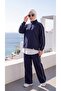 Women's Casual Style Oversize Sweatshirt and Pants Two-Piece Set with Hijab - Top and Bottom Set - 2