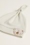 0-6 Months Unisex Baby Bear Hat with Embroidery Detail, 100% Cotton Interlock Knotted Beanie - 2